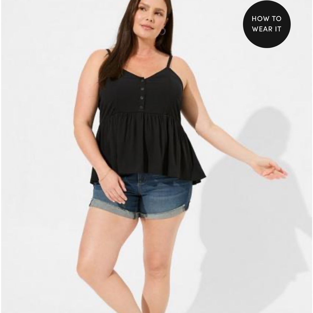 Torrid Black Size 1 Washable Crinkle Gauze Tank NWT